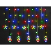 Гирлянда Navigator 95 026 NGF-D037-03 (бахрома звезды и снеговики RGBY 3*0.6м IP20)