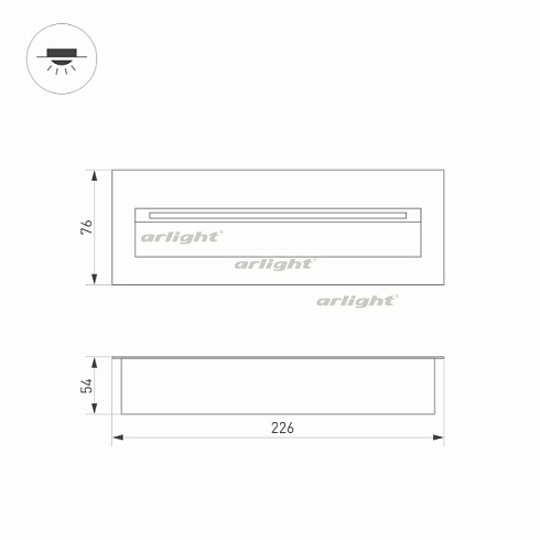 Светильник LTD-TRAIL-S226x76-8W Warm3000 (GR, 65 deg, 230V) (Arlight, IP65 Металл, 3 года)