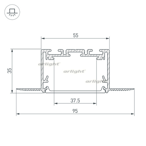 Профиль SL-LINIA55-FANTOM-2500 SEAMLESS ANOD (Arlight, Алюминий)