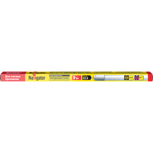 Лампа Navigator 61 391 NLL-T8-9-230-MEAT-G13-CL (для мясных витрин)