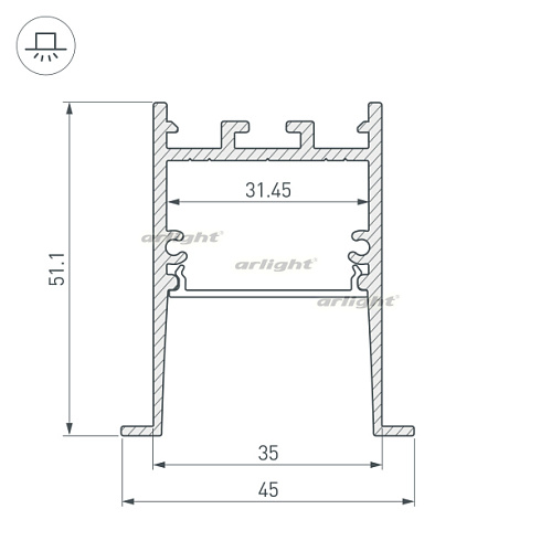 Профиль SL-COMFORT-4551-F-2000 ANOD BLACK (Arlight, Алюминий)