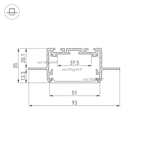 Профиль SL-LINIA55-FANTOM-2500 ANOD (Arlight, Алюминий)