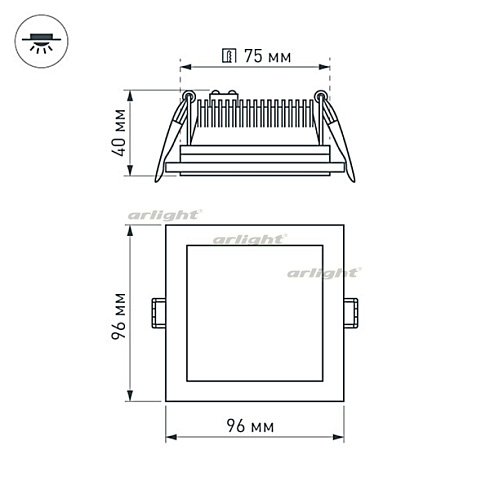 Светодиодная панель LT-S96x96WH 6W Day White 120deg (Arlight, IP40 Металл, 3 года)