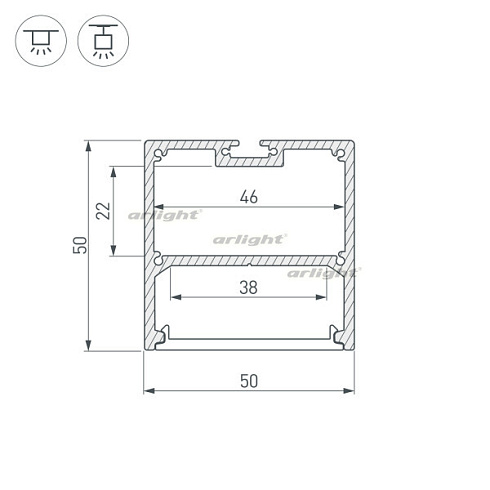 Профиль с экраном SL-LINE-5050-2500 BLACK+OPAL (Arlight, Алюминий)