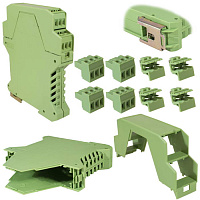 Корпус для РЭА на DIN-рейку RUICHI ТС-1004, крепление 35 мм, АБС пластик, зеленый