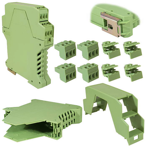 Корпус для РЭА на DIN-рейку RUICHI ТС-1004, крепление 35 мм, АБС пластик, зеленый