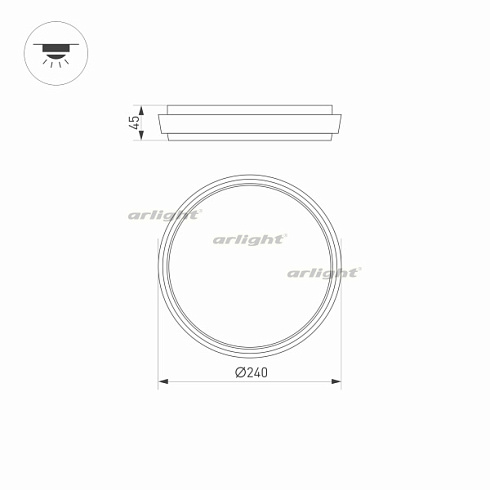 Светильник LGD-GIRO-R240-25W Warm3000 (GR, 110 deg, 230V) (Arlight, IP54 Металл, 3 года)