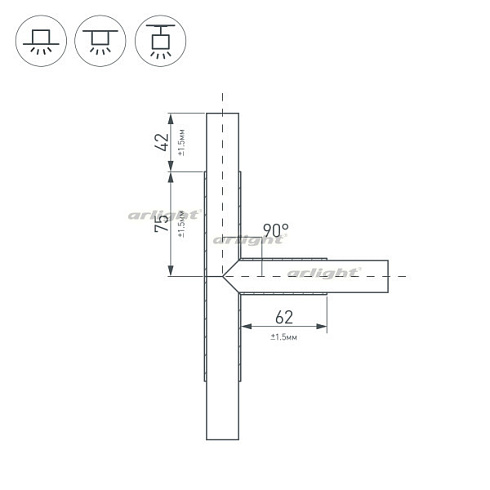 Тройник PLS-LOCK-H25-T90 (с экраном MAT-L) (Arlight, Металл)