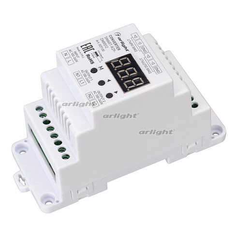 Конвертер SMART-K29-DMX512 (230V, 2x1.2A, TRIAC, DIN) (Arlight, Пластик)