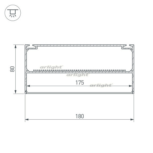 Профиль с экраном ARH-POWER-W180-2000 ANOD (Arlight, Алюминий)