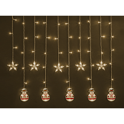 Гирлянда Navigator 95 024 NGF-D037-01 (бахрома звезды и снеговики WW 3*0.6м IP20)