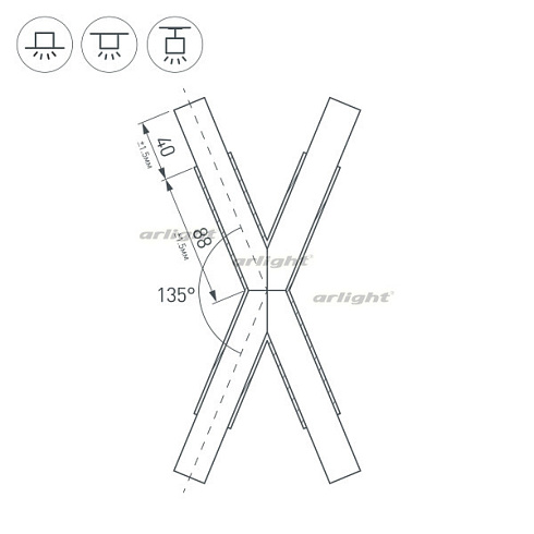 Крестовина PLS-LOCK-H25-Х135 (с экраном MAT-L) (Arlight, Металл)
