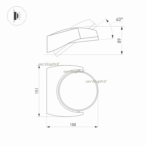 Светильник LGD-EYE-WALL-6W Warm3000 (GR, 117 deg, 230V) (Arlight, IP54 Металл, 3 года)