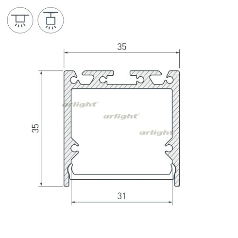 Профиль SL-LINE-3535-3000 ANOD (Arlight, Алюминий)