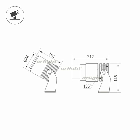 Светильник ALT-RAY-ZOOM-R89-25W Warm3000 (DG, 10-40 deg, 230V) (Arlight, IP67 Металл, 3 года)