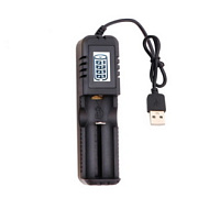 USB зарядное устройство для литий-ионных аккумуляторов RUICHI S-18655, на 1 аккумулятор, 122х33х35 мм, 1200 мА, 220 В, 50 Гц, 4.2 В