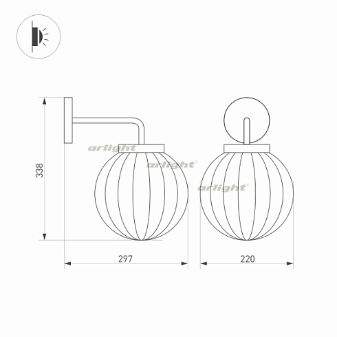 Светильник LGD-PEARL-WALL-7W Warm3000 (GR, 164 deg, 230V) (Arlight, IP65 Металл, 3 года)