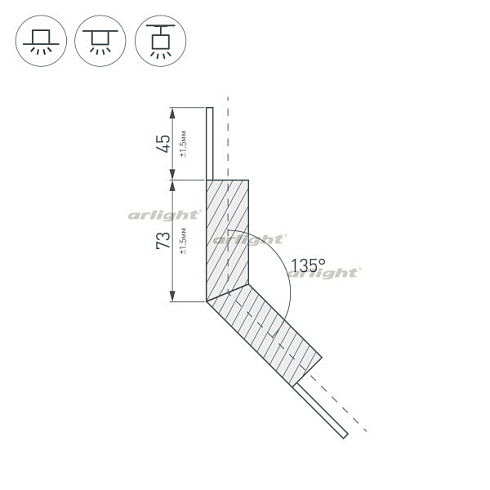 Угол PLS-LOCK-H25-L135W внешний (с экраном MAT-L) (Arlight, Металл)