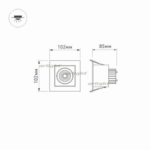 Светильник CL-KARDAN-S102x102-9W Day (WH-BK, 38 deg) (Arlight, IP20 Металл, 3 года)