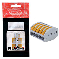 Клемма зажимная соединительная 5-контактная RUICHI 222-415, 24 А, 250 В, PA66, упаковка 5 шт.