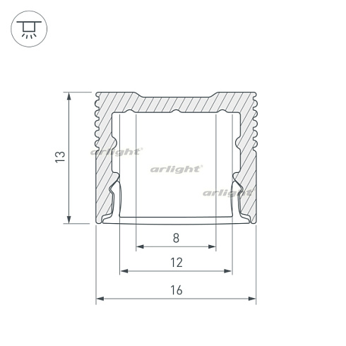 Профиль с экраном SL-SLIM-H13M-2500 ANOD+OPAL (Arlight, Алюминий)