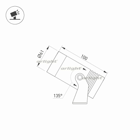 Светильник ALT-RAY-R61-15W Warm3000 (DG, 25 deg, 230V) (Arlight, IP67 Металл, 3 года)