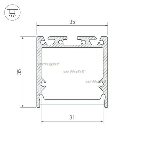 Профиль с экраном SL-LINE-3535-2500 BLACK+OPAL (Arlight, Алюминий)