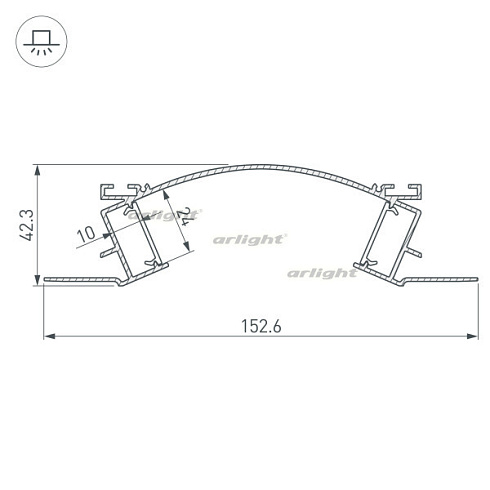 Профиль с экраном ALM-ARC-DOUBLE-2000 ANOD+FROST (Arlight, Алюминий)