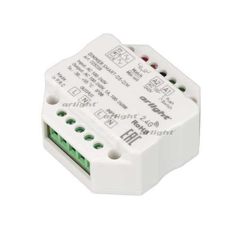Диммер SMART-D5-DIM-IN (230V, 1A, TRIAC, 2.4G) (Arlight, IP20 Пластик, 5 лет)
