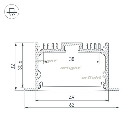 Профиль SL-LINIA62-F-2000 ANOD (Arlight, Алюминий)
