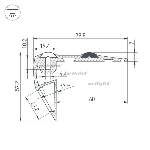 Профиль STEP-FRONT-2000 ANOD (Arlight, Алюминий)