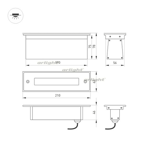 Светильник LTD-LINE-TILT-S210-8W Day4000 (SL, 120 deg, 230V) (Arlight, IP67 Металл, 3 года)