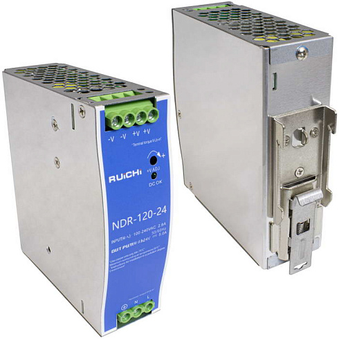 Блок питания на DIN-рейку RUICHI NDR-120-24, 100-240 В (АС) 5 А, 24 В, металлический корпус