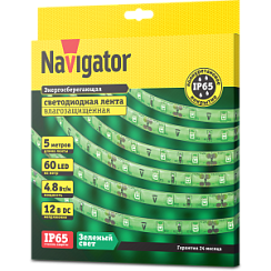 СД Лента Navigator 71 405 NLS-3528G60-4.8-IP65-12V R5 (Зеленый, 4.8W, 5м)