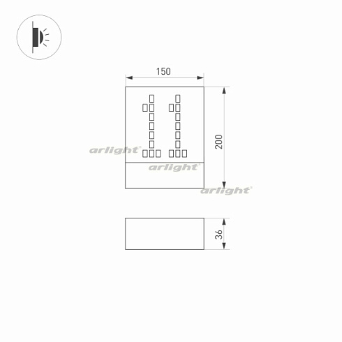 Светильник LGD-SIGN-WALL-S150x200-3W Warm3000 (GR, 148 deg, 230V) (Arlight, IP54 Металл, 3 года)