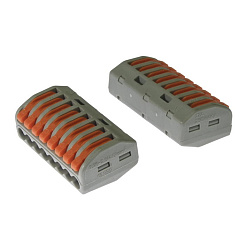 Клемма зажимная соединительная безвинтовая RUICHI PCT-218, 8-ми контактная, 24 А, аналог WAGO