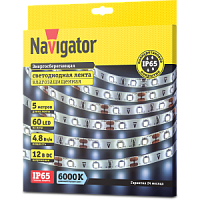 СД Лента Navigator 71 763 NLS-3528СW60-4.8-IP65-12V R5 (6000К, 4.8W, 5м)