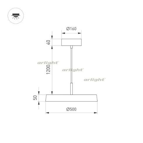 Светильник SP-ELEGANT-R500-37W Warm3000 (WH, 120 deg, 230V) (Arlight, IP20 Металл, 3 года)