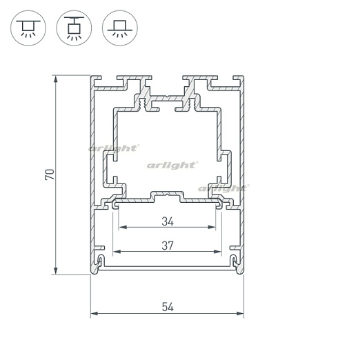 Профиль S2-LINE-5470-2500 SEAMLESS ANOD (Arlight, Алюминий)