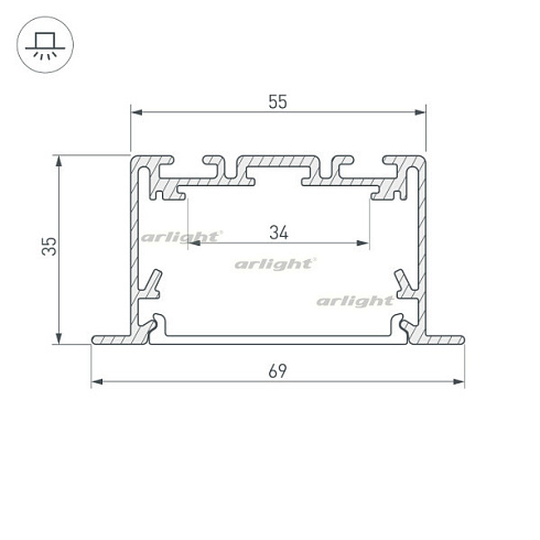 Профиль S2-LINIA69-F-2500 SEAMLESS BLACK (Arlight, Алюминий)