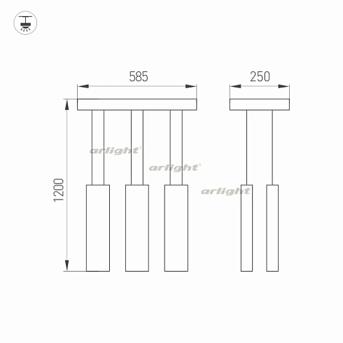 Светильник SP-LEGACY-S585x250-6x6W Warm3000 (BK, 34 deg) (Arlight, IP20 Металл, 3 года)