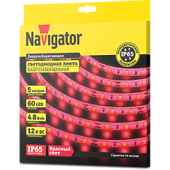 СД Лента Navigator 71 406 NLS-3528R60-4.8-IP65-12V R5 (Красный, 4.8W, 5м)