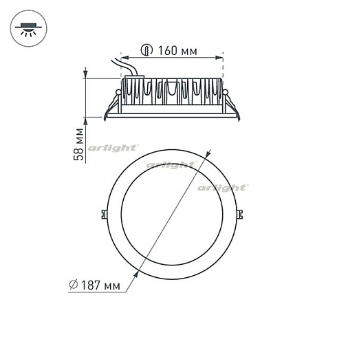 Светодиодный светильник LTD-187WH-FROST-21W Day White 110deg (Arlight, IP44 Металл, 3 года)