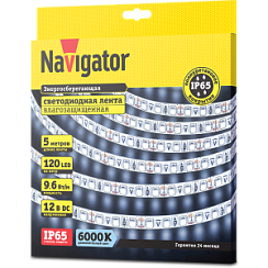 СД Лента Navigator 71 765 NLS-3528СW120-9.6-IP65-12V R5 (6000К, 9,6W, 5м)