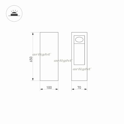 Светильник LGD-MARK-BOLL-H650-7W Warm3000 (GR, 60 deg, 230V) (Arlight, IP54 Металл, 3 года)