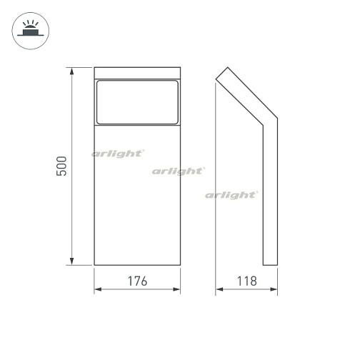 Светильник LGD-ECRAN-BOLL-H500-9W Warm3000 (GR, 108 deg, 230V) (Arlight, IP65 Металл, 3 года)
