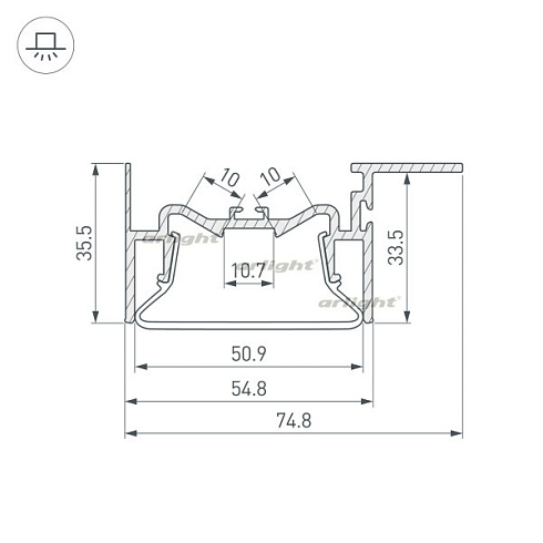 Профиль FOLED-50-CEIL-SIDE-2000 (Arlight, Алюминий)