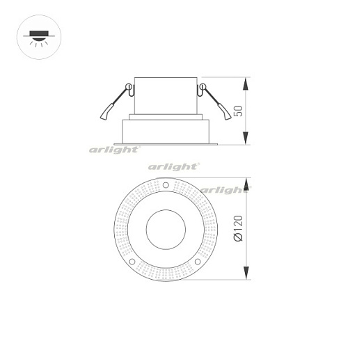 Корпус PLURIO-BASE-BUILT-TRIMLESS-R120 (WH, 1-2, 200mA) (Arlight, IP20 Металл, 3 года)