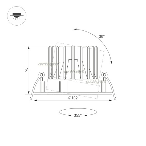 Светильник MS-FORECAST-BUILT-TURN-R102-12W Day4000 (WH-BK, 32 deg, 230V) (Arlight, IP20 Металл, 5 лет)