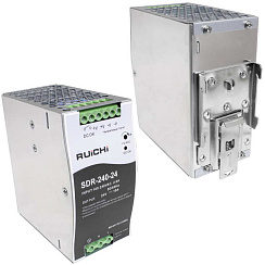 Блок питания на DIN-рейку RUICHI SDR-240-24, 100-240 В (АС) 10 А, 24 В, металлический корпус